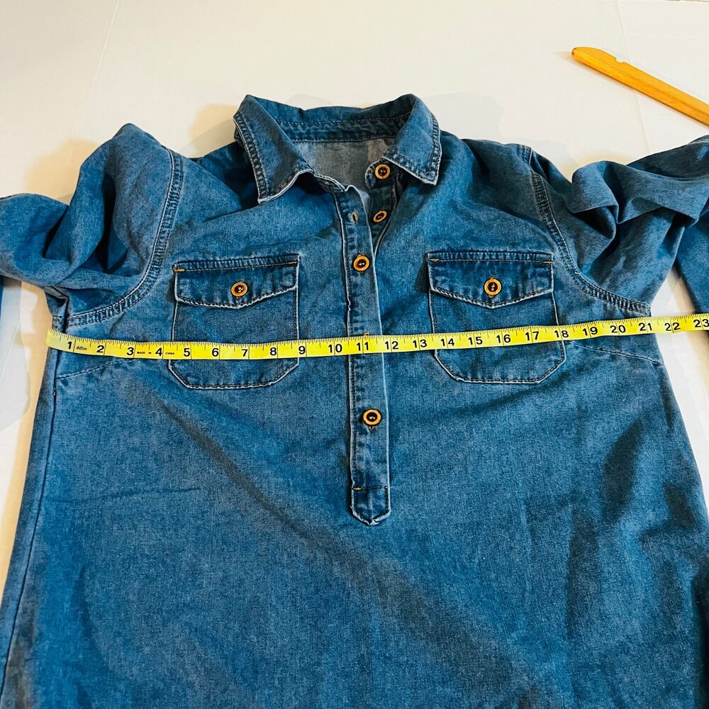 Emery Rose Blue Chambray Long Sleeve Tunic Top Size L Large NWT - Picture 4 of 6